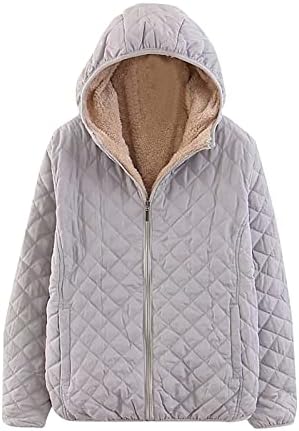 Qfvzhy женски палта Зимски патент предниот худ топла обична јакна од бомбардер Раглан со џебови палто за надворешна облека