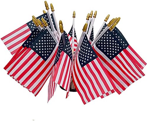 Винвинк 12 Спакувајте Мали Американски Знамиња На Стап, Мали Американски Знамиња/Мини Американско Знаме На Стап 4х6 Инчи Американски Рачни