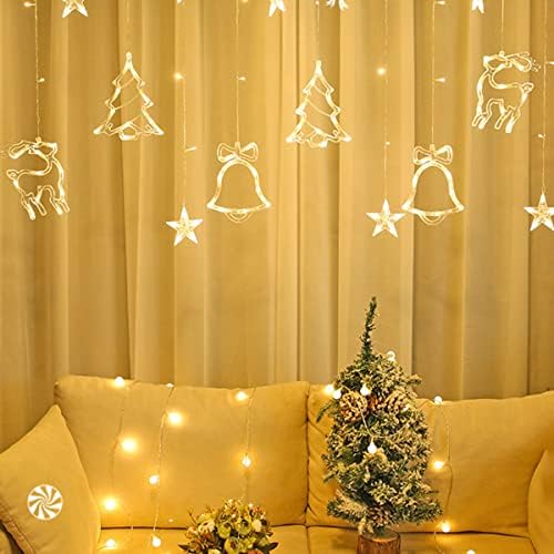 XLH Deer Bellвоно завеса светла, прозорец завеса за завеси, декорација за Божиќ, свадба, спална соба, забава, роденден, 8,2ft W, 3.2ft H Yellow