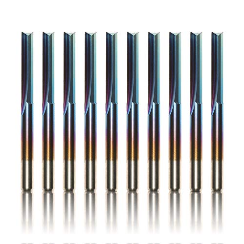 Битс на рутерот Genmitsu CNC 1/8 инчи Шанк директно рутер битови нано сино палто 2-флејта за кратен мелница за дрво MDF PVC акрилик,