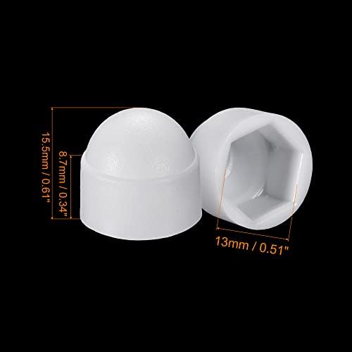 Објавување на капаци за заштита на пластични купола на пластична купола, капачиња за завртки за завртки M8 / 13mm, бело 25 парчиња