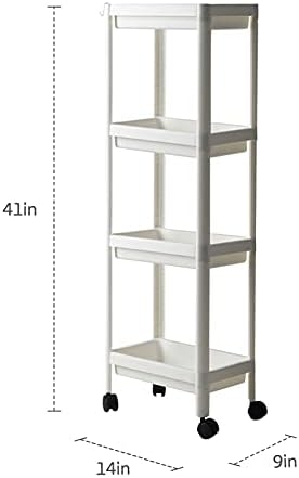 Количка за складирање од 4 нивоа -Количка и куки за кука стојат полици за кујна бања дневна соба за перење спална соба