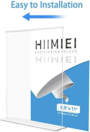 Hiimiei 12 пакет 8.5x11 акрилен знак Табела за табела на табела со екранот, чиста пластична двојна еднострана реклами
