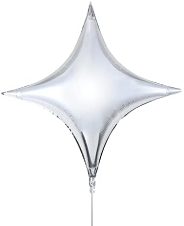 AimtoHome 36 Ѕвезда Форма Фолија Милар Балони, сребрена четири-посочи ѕвезда Балон за Роденден &засилувач; Свадба Декорација 5 ПАРЧИЊА