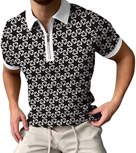 Xxvr мажи спортска голф кошула лето шарена кратка ракав тенок фит поло маици мода 1/4 патент лапел обична памучна блуза бела памучна кошула
