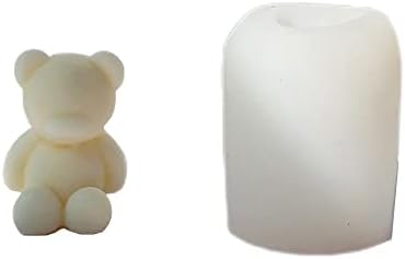 Малку седечка мечка од свеќа, симпатични силиконски калапи за восочна смола DIY животински свеќи Рачно изработени сапун од сапун, рачни