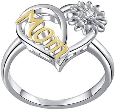 2023 цвет сончогледово срце прстен Loveубов мајка мама ringsвони за жени креативна loveубов мајка сончоглед Дејзи сребрена боја прстен прстен
