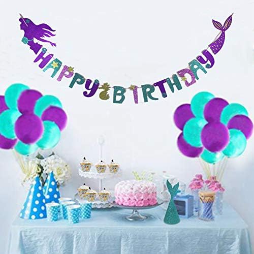 Сјај сирена роденденски транспарент, сирена забава, ја снабдува декорацијата магична под морската роденденска забава Пентант Гарланд