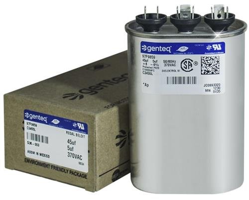 Lennox PartsPlus - 45 + 5 UF MFD X 370 VAC Genteq замена Двојна кондензатор овален # C3455L / 97F9859
