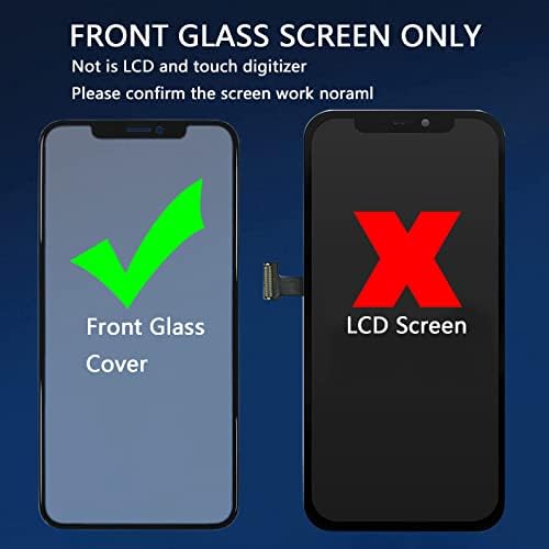 Замена на стакло од предниот екран Компатибилен со iPhone 12/12 Pro 6,1 инчен надворешен стаклен леќа за поправка на екранот, вклучително