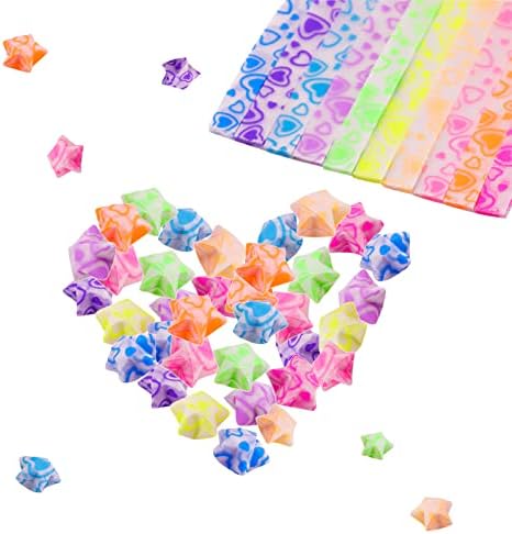 Ленти за хартија од уррома, 10 бои 210 парчиња оригами среќа starвездени хартиени ленти хартија starsвезди за занаети што преклопуваат хартија starsвезди Училиште настава з