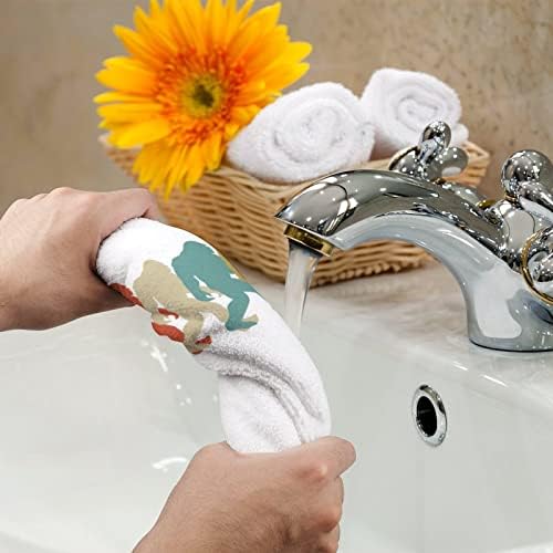 Bigfoot Siluette Retro Pop Art Hand Hand Crains Face & Body Bather Clate меки мијалници со симпатични печатени за кујна за