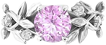 2023 година Нови венчални прстени Цветни женски транспарентни цветни лозови лисја од сребро дијамантски подароци