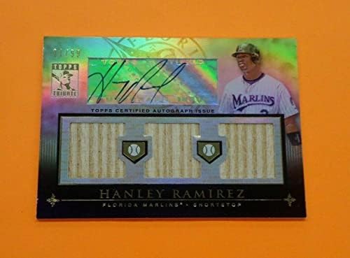 Hanley Ramirez 2010 Topps Tribute Triple Relic Auto 21/99 картичка #TATR -HR Marlins - Бејзбол плоча со автограмирани картички