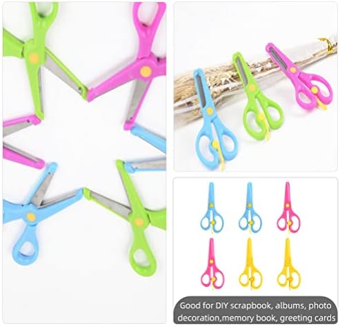 Wakauto Toddler Toys StrapBooking Supplies Стационарни материјали 6 парчиња безбедни ножици деца ножици рачни занаетчиски ножици случајно