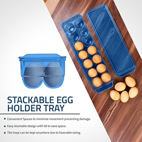 Утопија домашен сад за јајца за фрижидер - 14 сад со јајца со капак и рачка, држач за јајца за фрижидер, складирање на јајца и