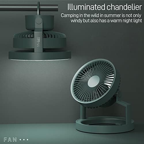 Homdat Мултифункционален Вентилатор На Отворено-Останете Удобни И Наполнети Насекаде Со Прилагодлив Агол од 180°, LED Светилка, Батерија