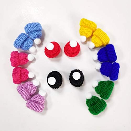 Абаодам Санта Хет 10 парчиња мини Божиќна капа за плетење капи за слатки додатоци за кукли играчки украси за украси за правење на занаетчиска
