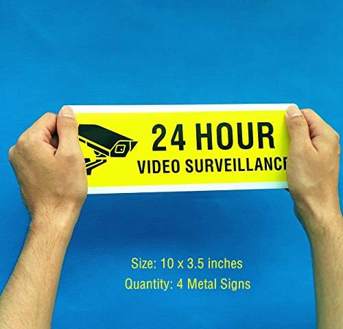 24 -часовен знак за видео надзор за внатрешна употреба на отворено, бесплатно метал УВ заштитени 0,40 алуминиум 10 x 3,5 инчи, водоотпорен