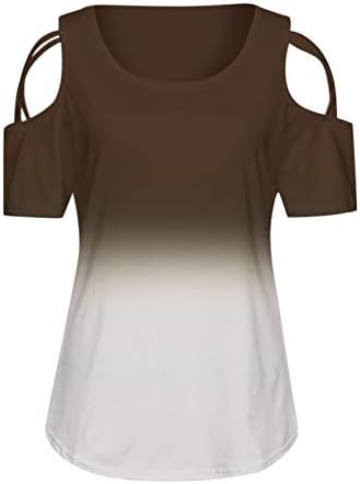 Женски кратки ракави врвови лето лето лето ладно градиент маица кратки жени жени летни кошули со блуза