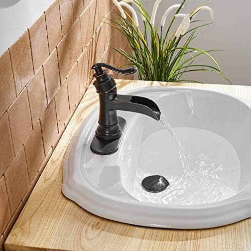 Масло нанесува бронзена тапа за бања што одговара на појавување на одвод без да се прелее единечна рачка единечна дупка водопад мијалник