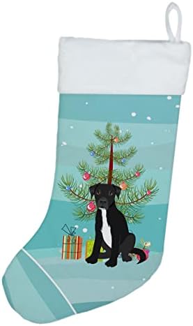 Богатства на Каролина WDK3097CS Пит Бул Црн 1 Божиќ Божиќно порибување, камин што виси чорапи Божиќна сезона Декора за украси