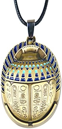 Ѓердан од месечината египетски приврзок за компас со зрачење со гроздобер кожен кабел за накит за накит за машки костуми