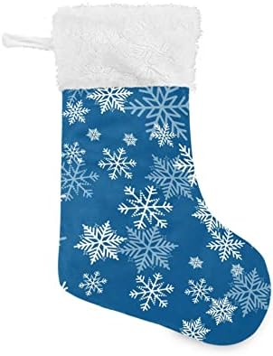 Алаза Божиќни чорапи Снегулка Сина зимска класика Персонализирани големи декорации за порибување за семејни сезонски празници Декор