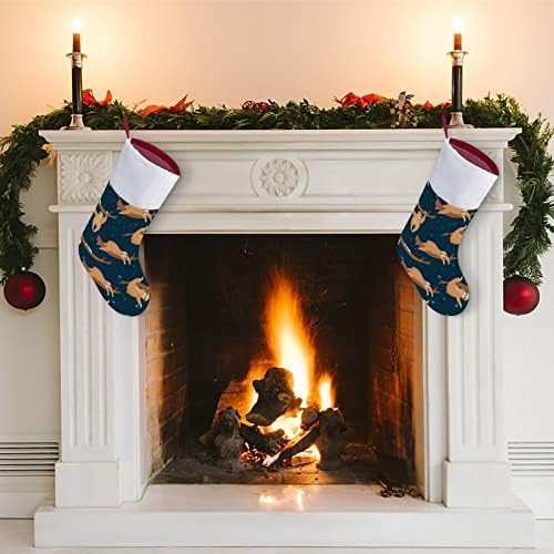Слушај игра во зима смешна Божиќна порибување со кратки кадифони манжетни Божиќни чорапи за камин што виси семеен празник