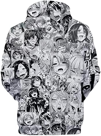 Uyecos ahe Hoodie mens Јапонски аниме оргазам лице пуловер 3D печатење јакна