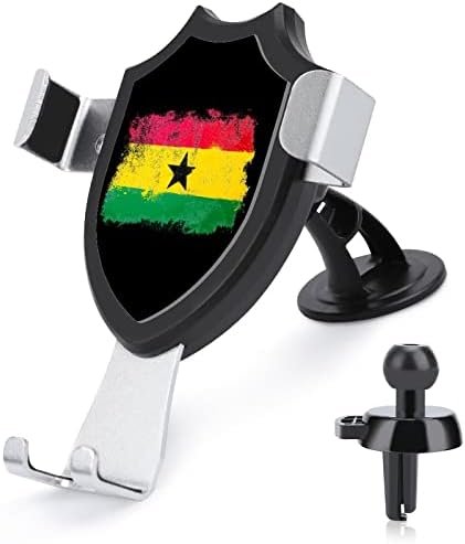 Grunge Flag Ghana Phone Mount for Car Universal Mobel Dashboard Dashboard Whindshield Vent Mount Погоден за паметни телефони