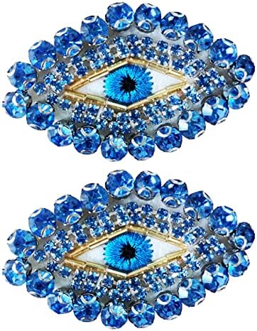 2 парчиња сино крцкање кристал ринестон Египет злобно лепенка за очи, симпатична извезена шива на закрпи за облека за рак на ранци за рак