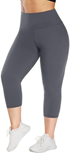 Нексипох хеланки за жени плус големина на половината со големина L-XL-3XL Контрола на стомакот меки панталони за јога на капри за вежбање