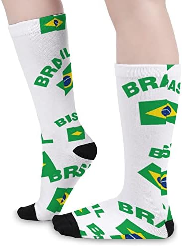 Знаме на бразил печатено чорапи за појавување на бои Атлетски колени високи чорапи за жени мажи
