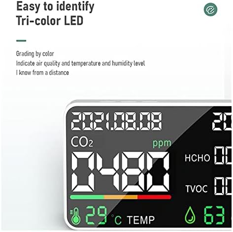 Мултифункционален 5IN1 CO2 метар дигитален температурен тестер за влажност на јаглерод диоксид ТВОЦ HCHO детектор за квалитет на воздухот