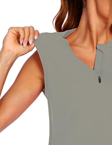 Корорун женски голф кошула без ракави Поло-резервоар на врвови Брзи суви атлетски тениски маици со патент