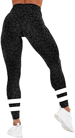 Fazorte leapенски леопард печати хеланки задникот кревање на јога панталони со високи половини