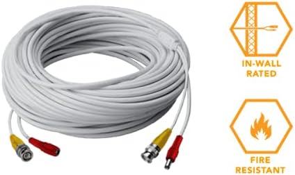 LOREX RG59 Кабел за додаток за напојување, видео кабел со високи перформанси BNC за системи за безбедност на фотоапарати, за аналоген