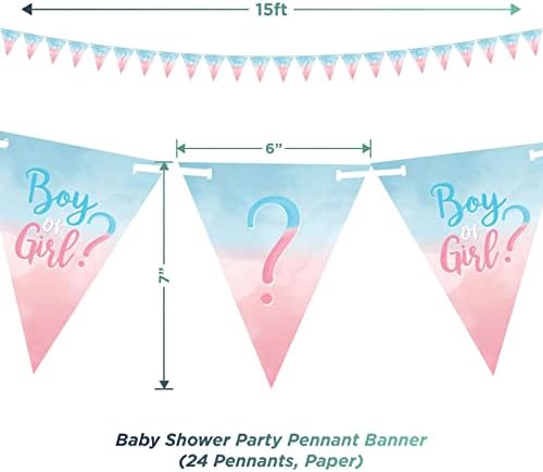 Бебе туш пол откријте забава розови или сини хартиени десертни плочи, салфетки, покривка на маса, балони, знаме за знамења и сет