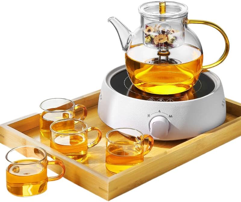 Стакло чај за производител на чај постави домаќинство кунг фу, транспарентен тенџере 玻璃 煮 茶器 套装 家用 蒸汽 透明壶 透明壶