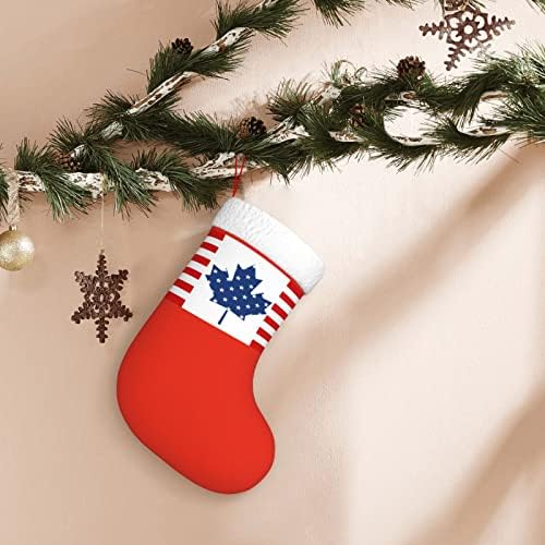 Cutedwarf Американско и канадско пријателство знаме Божиќно порибување Божиќни празници за одмор камин виси чорапи 18 инчи чорапи