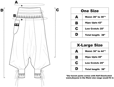 Компанијата Вешти Унисекс памук боемски јога баги панталони, џогири со хипи мажи, удобни женски панталони