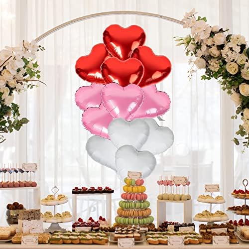 Јансонг 12 парчиња балони на срце, црвена, бела, розова за роденденска забава, свадба, забава за ангажмани, прослава, празник,