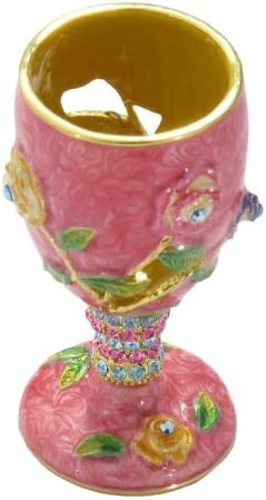 Розова цветна чаша за вино со антички кристал колекционерски подарок гроздобер фигура