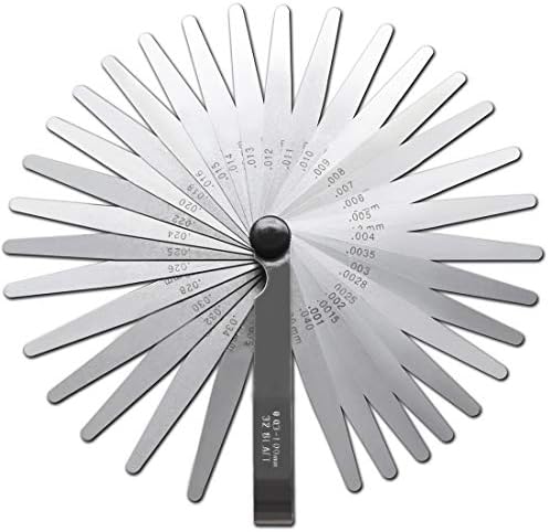 JFBRIX 32 Blades мерач на чувства од не'рѓосувачки челик со метричка и империјална скала за мерење на ширината на јазот или дебелината