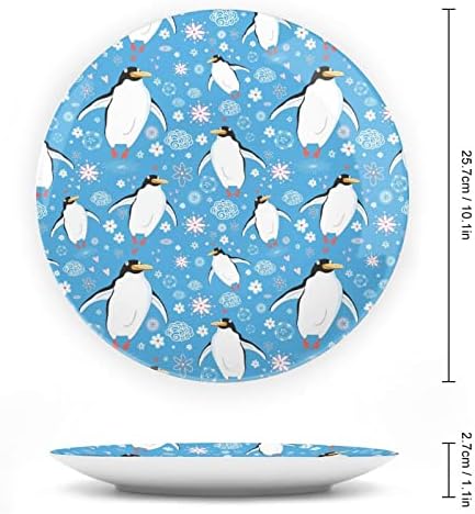 Loveубов симпатична пингвини Декоративна чинија тркалезна керамичка чинија коска Кина плоча со приказ за свадбениот декор на забавата