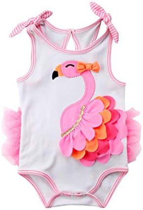 Новорова бебе девојчиња Фламинго ромпер прилагодлива лента за каишот на облеката за теловии