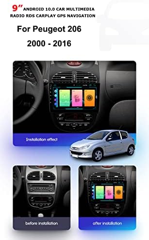 Андроид 10 Автомобил Стерео Мултимедијален Плеер 2GB+32GB За Peugeot 206 2000- LED 9 Екран На Допир Главата Единица Во Цртичка GPS Нави Авторадио CarPlay Bluetooth Аудио Раце Слободен FM Ра?