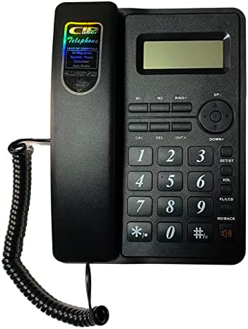 Фонд-фиксни телефони Glubb-Zone Wired Corned Desktop Telephone големо копче со ID на повик, редицијално, навалување на навалување,