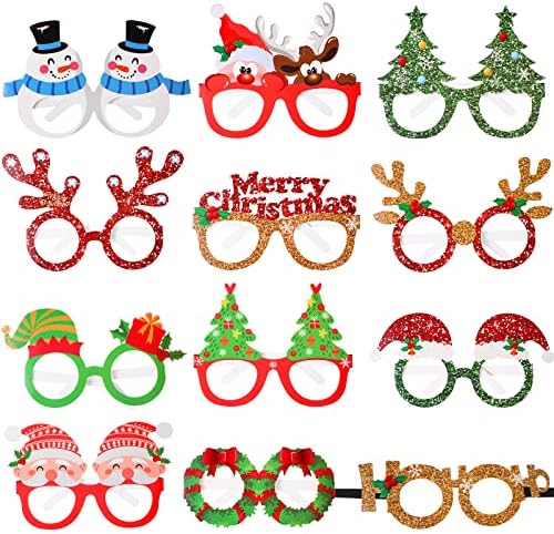 24 парчиња Божиќна забава за очила Смешни Божиќни забави за очила за очила за очила за очи